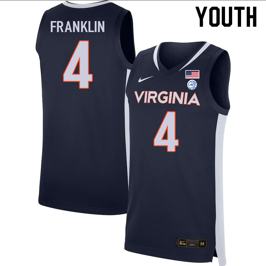 Youth #4 Armaan Franklin Virginia Cavaliers College 2022-23 Stitched Basketball Jerseys Sale-Navy